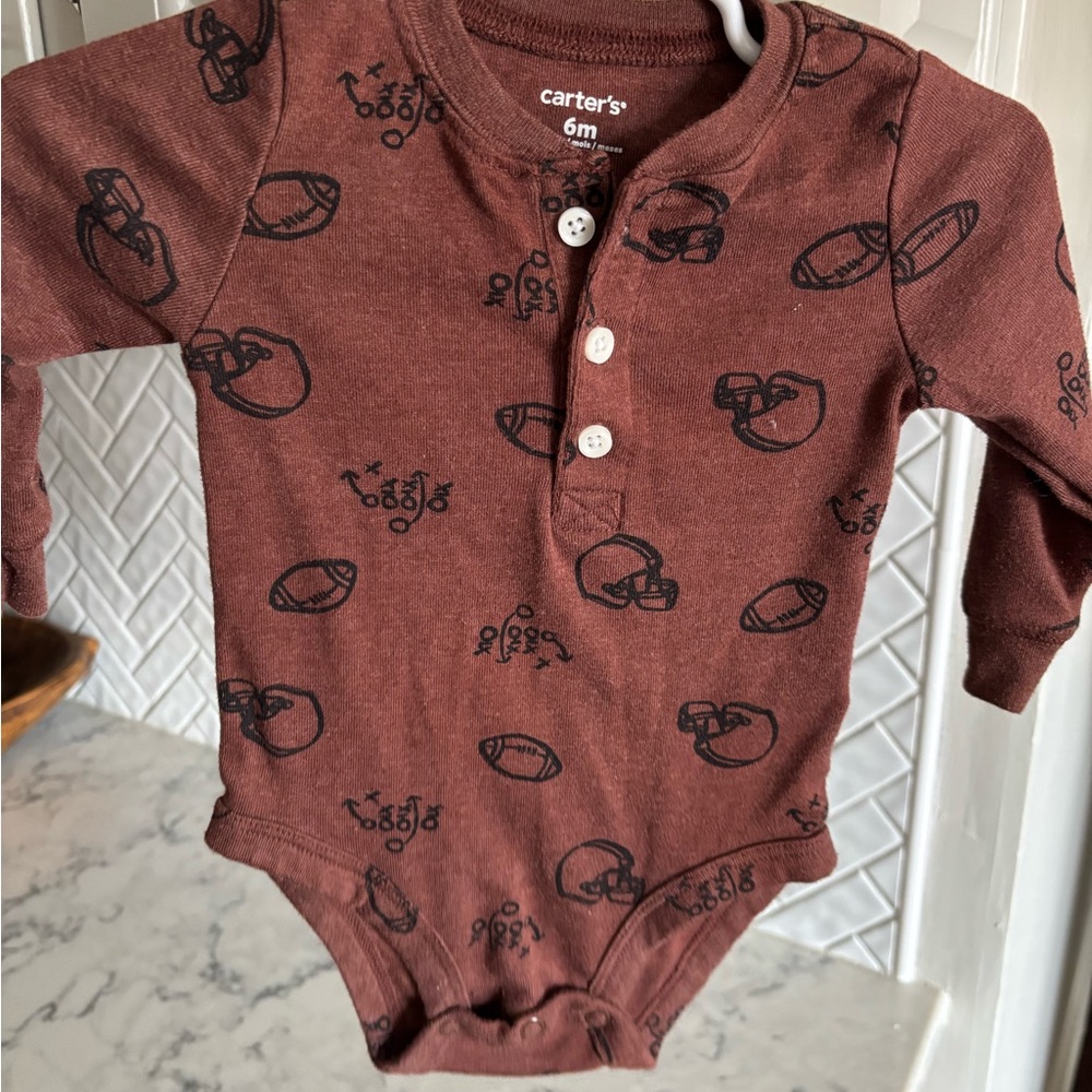 Carter's Chocolate Football Print Bodysuit